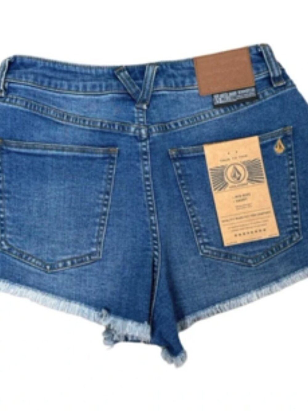 NWT Volcom 1991 Stoned Mid Rise Cut Off Ocean Denim Shorts Women’s 28 Frayed